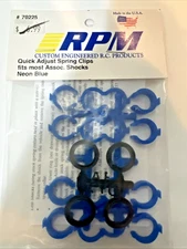 RPM 70225 Quick Adjust Spring Clips For Team Associated Shocks Neon Blue RC10GT