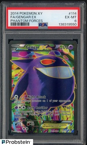 2014 Pokemon XY Phantom Forces Gengar Ex Full Art #114 PSA 6