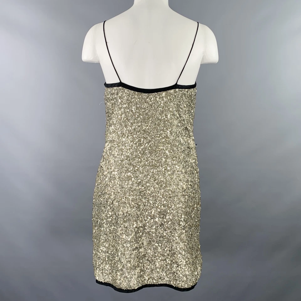 ZADIG & VOLTAIRE DELUXESize S Silver Black Nylon Spaghetti Straps Cocktail Dress - Image 4 of 4