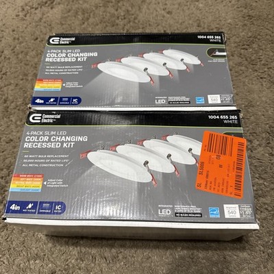 2X ''4PK CE Ultra Slim Integrated LED 4'' Round Adj Color Temp Canless Recessed