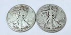 WALKING LIBERTY HALF DOLLAR LOT OF 2 - 90% SILVER CIRCULATED COINS #8678