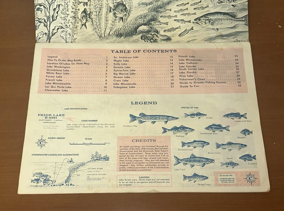 25 mapas hidrográficos de lagos de Minnesota región sur Calhoun verde Minnetonka 1965 Foto 3 de 4