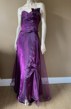 STUNNING VINTAGE DYNASTY PURPLE BODICE SKIRT STOLE BALLGOWN DRESS UK 10