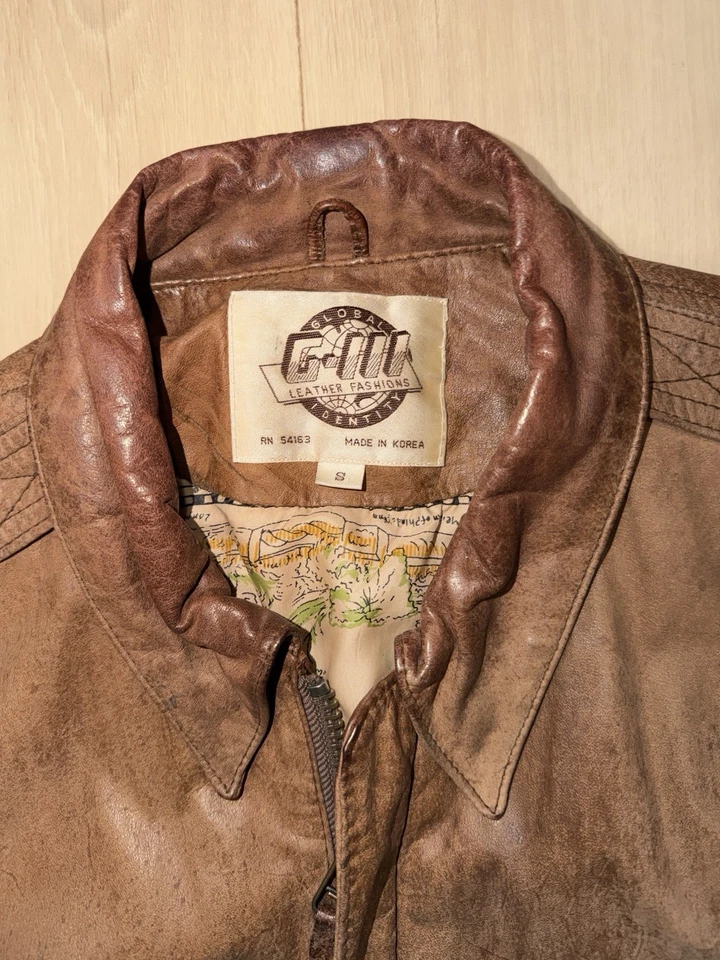 VTG 90s Global Identity GIII Leather Atlas Lined Aviator Bomber Flight Jacket S - Image 4 of 4