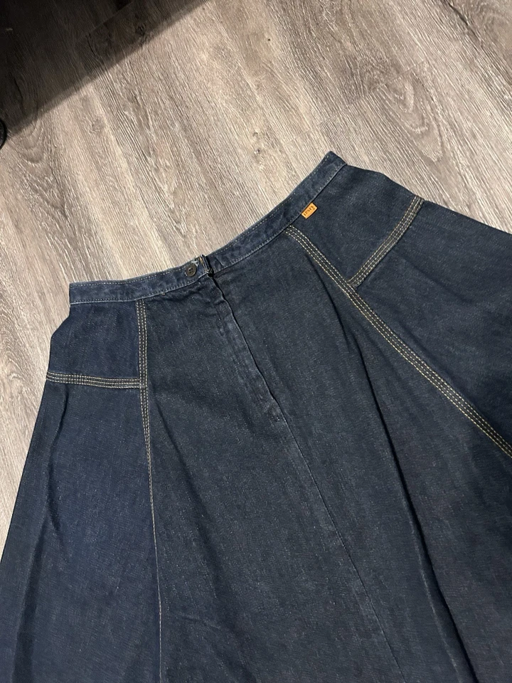 Falda vaquera Levi’s naranja lengüeta años 70 80 True Vintage etiqueta talla 16 EE. UU. índigo Foto 4 de 4