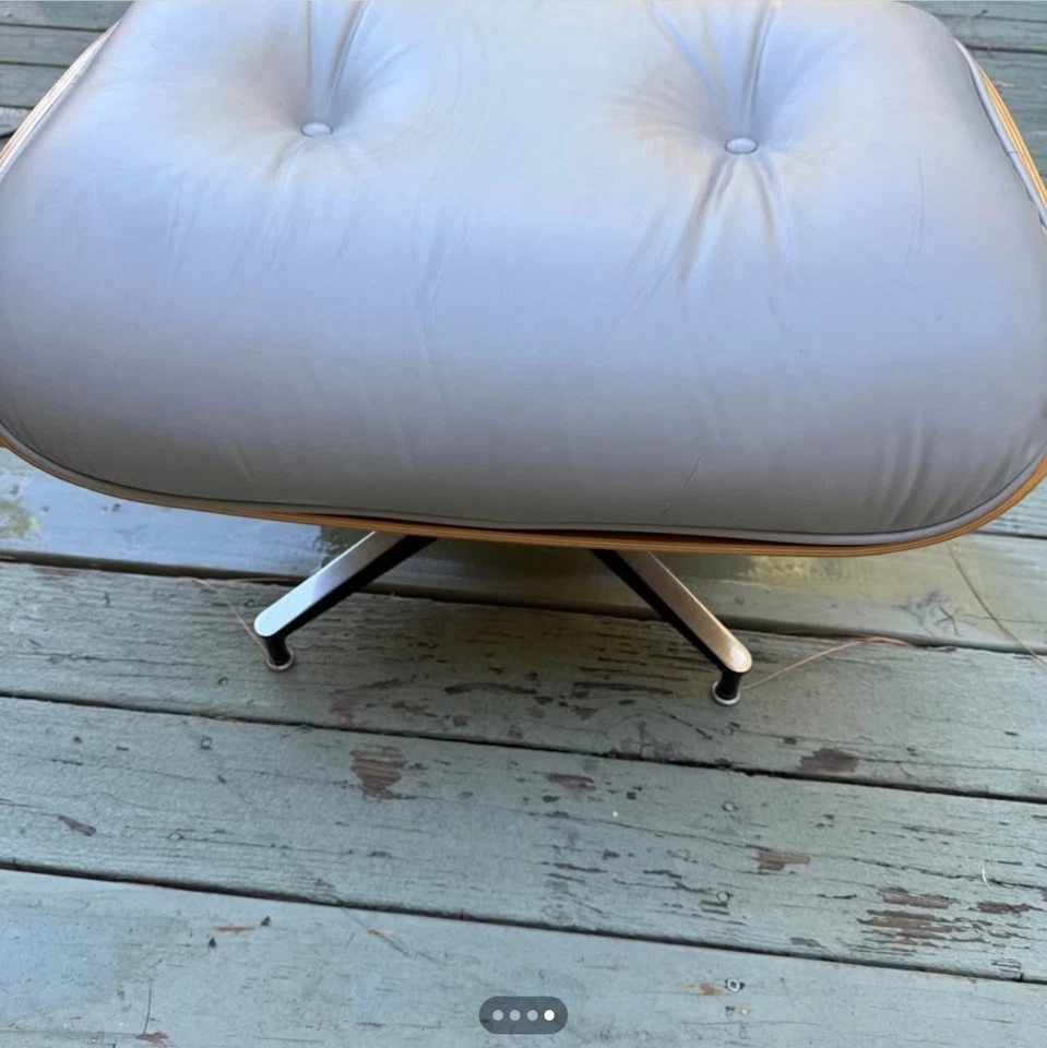 Eames Lounge Chair Ottoman Herman Miller Light Gray Leather Original - Image 4 of 4