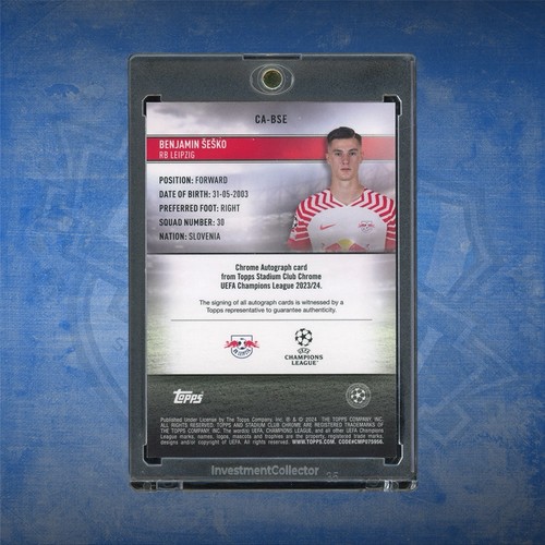 2023/24 Topps Stadium Club Cromo Benjamin Sesko/5 Automático - Imagen 2 de 2