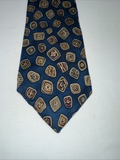 John Henry Men’s Tie Blue Geometric Made In USA Imported 100% Silk