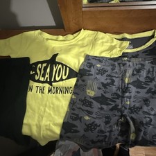 2 Sets Of Short Sleeve Carter  s Brand Shark Pj  s, Size 8