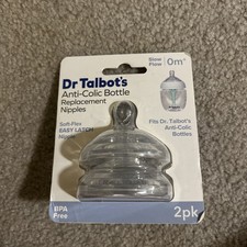 New Dr. Talbots 0M Anti-Colic Bottle Nipples 2-Pack Slow Flow Soft-Flex