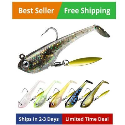 Shadtale Easy Catch Soft Fishing Lures with BKK Hooks - Trembly Sinking and V...