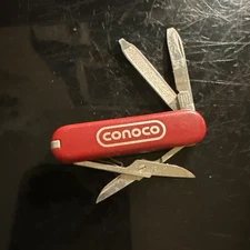 VINTAGE VICTORINOX CONOCO AD CLASSIC SWISS ARMY POCKET KNIFE KNIVES TOOLS