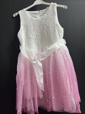 Gr 110-116  Kinderkleid Sternenkleid Aus Tüll Unbenutzt Empfehlenswert Lila Weis