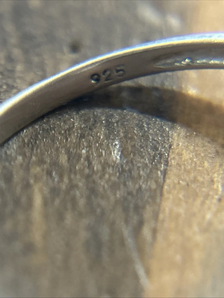 Anel de filigrana prata 925 com faixas de pêssego pedra da lua detalhes tamanho 7,75 3,63 G - Imagem 2 de 4