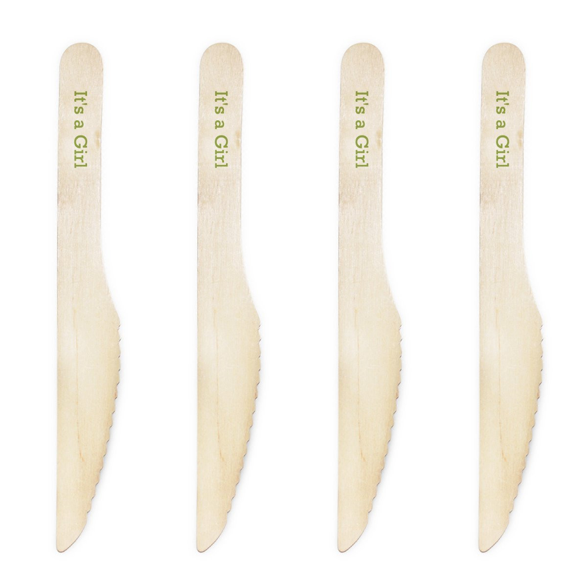 Natural Wood Candy 200-Pack DIY Buffet Knives in Kiwi Green for Girls