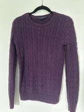 Vtg Polo Ralph Lauren Sport Sweater Cable Knit Fisherman Purple Womens M 90s Y2K