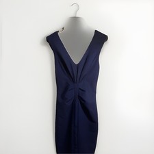 Express Women’s 0 Blue Solid Sheath Dress Sleeveless V-Neck Short Zip