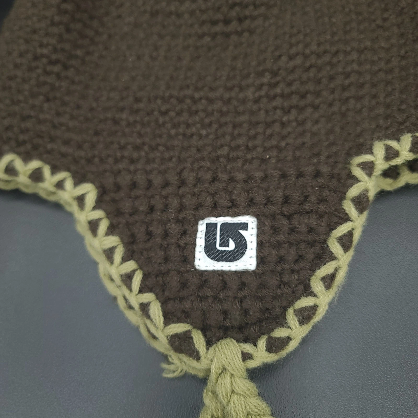 burton knit winter beanie ear flaps tassled vermont ski snowboard 