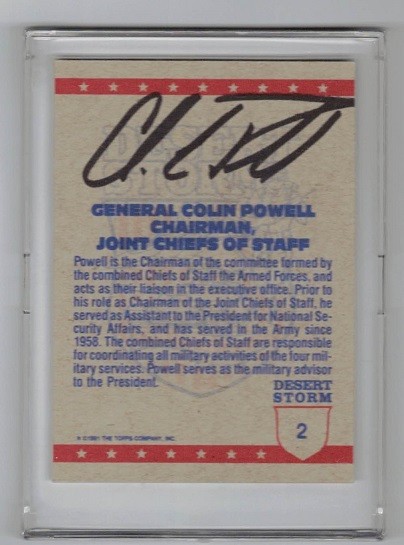 Colin Powell SIGNED 1991 Topps Desert Storm Card - Card #2