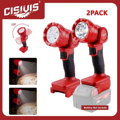 CISIVIS 2PACK For Milwaukee M18 Battery Cordless LED Pivoting Work Light Flashlight TOOL
