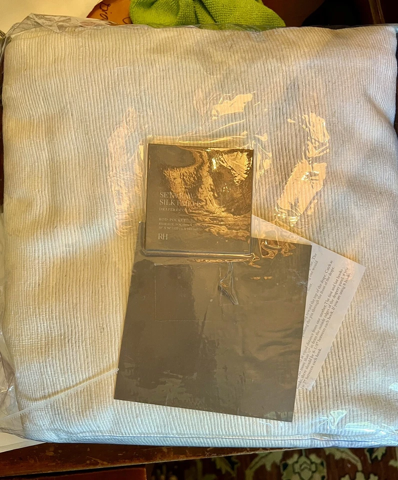 NEW Restoration Hardware Seta Raw Silk Faille Drapery RP 50"W x 96” Natural - Image 2 of 3