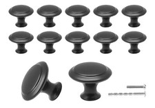 12pcs Black Mushroom Knobs Stainless Steel Dresser Knobs 1 Inch Diameter Round D