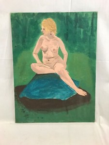 Orig. Earle T. Merchant Everyday Cape Ann MA Folk Nude Portrait Oil Painting #3