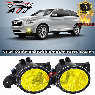 New Pair of Yellow Fog Lights Lamps Front Bumper For INFINITI QX60 2014-2015 US+
