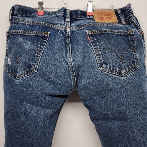 Levi's Jeans Pants Men's Size 36 x 32 Blue Loose Straight Denim 505 Distressed - Picture 2 of 16