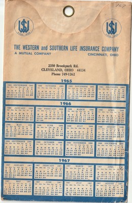 VINTAGE 1965-1967 WESTERN SOUTHERN LIFE INSURANCE CALENDAR FOLDER Ohio MY20  | eBay