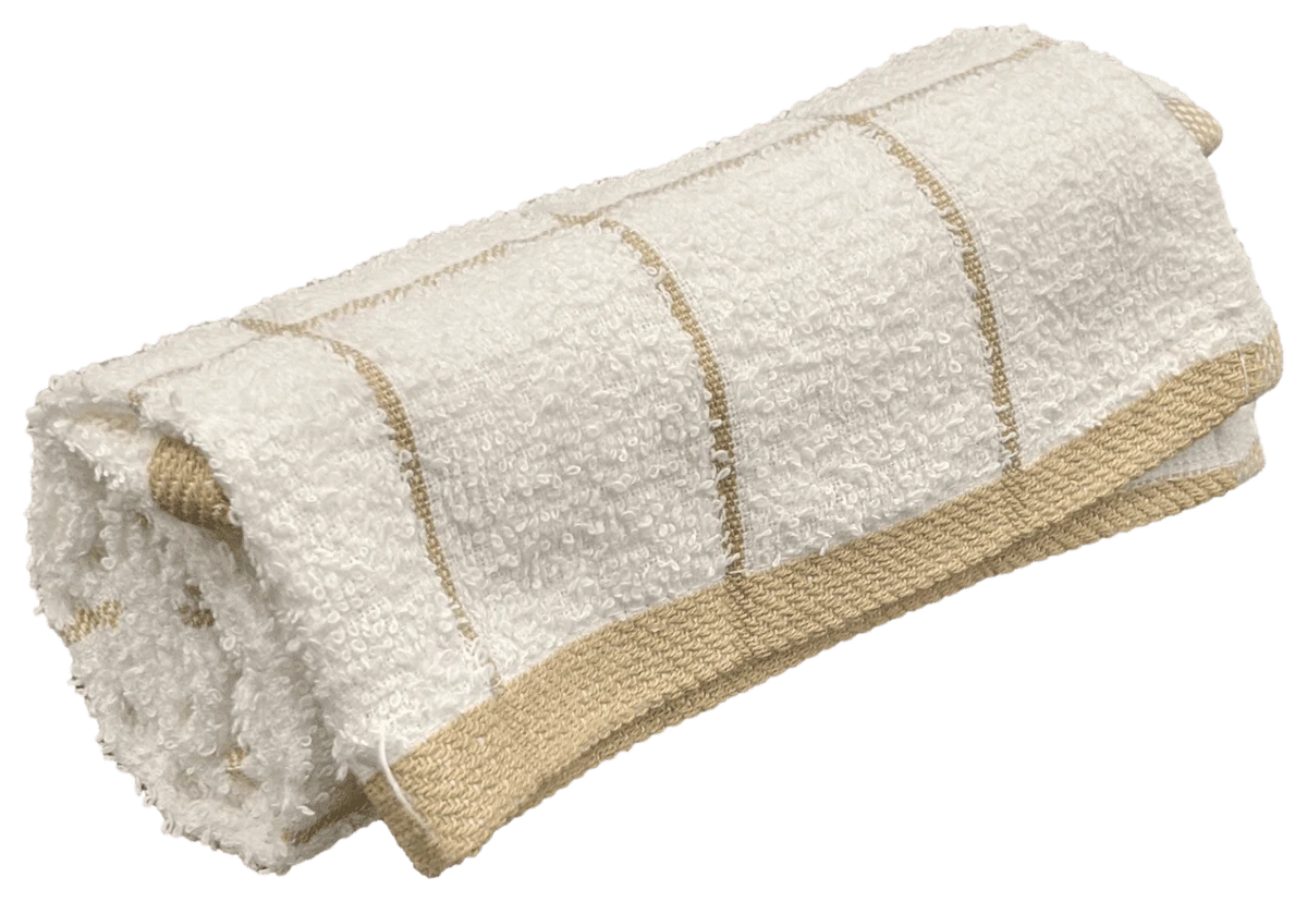 Ambrosia 15 x 26 Kitchen Towels Soft 100% Ring Spun Cotton White & Beige