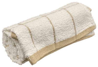 Ambrosia 15 x 26 Kitchen Towels Soft 100% Ring Spun Cotton White & Beige