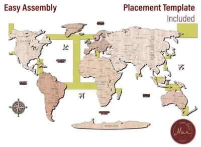 Atlas Laser cut world map wall décor English / Digital Dxf ,Svg  Digital File,
