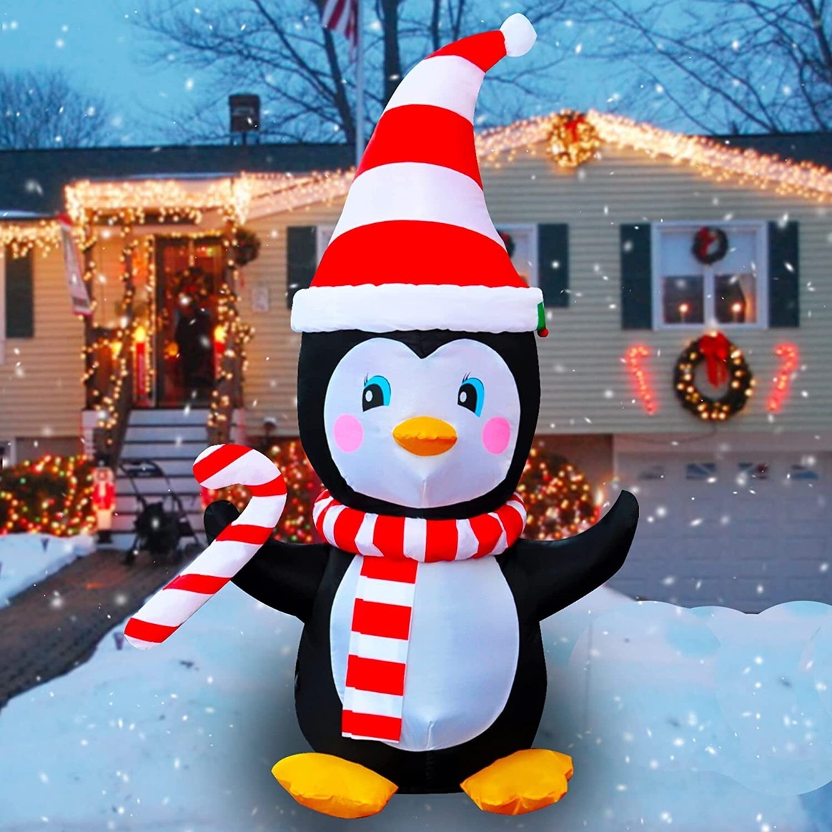 Inflatable Christmas Penguin Xmas Decor for Yard Home Party Indoor Outdoor  LED