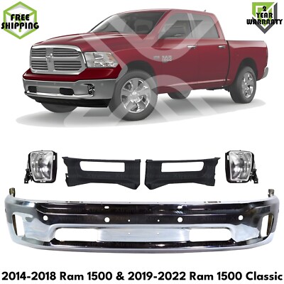 Front Bumper Chrome Kit For 2014-2018 Ram 1500 & 2019-2022 Ram 1500 Classic