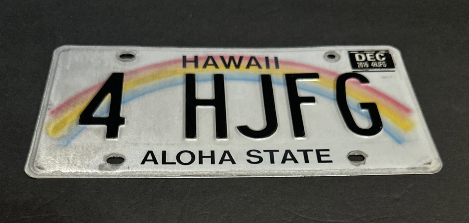 2016 Hawaii — 4 HJFG — Vanity License Plate w/Sticker, ALOHA STATE