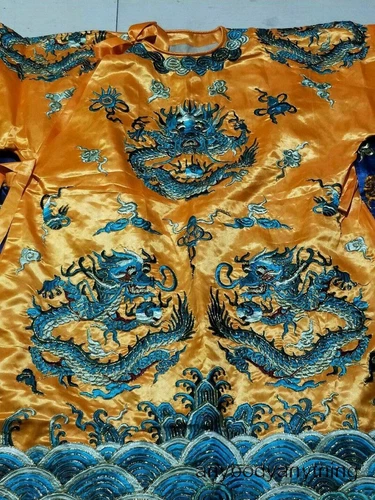 Vestido Formal Bordado Diseño Dragón Dinastía Qing China Emperadores - Imagen 2 de 7