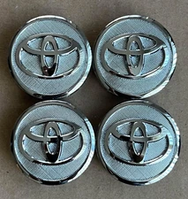 4x TOYOTA SILVER CHROME WHEEL RIM CENTER HUB CAP CAPS LOGO PRIUS COROLLA 57MM