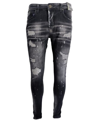 Herren Denim Jeans GP Baumwolle Slim Fit Bequem Distressed Hose Ripped Tapered Jeans