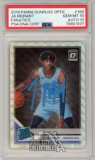 Ja Morant 2019-20 Panini Optic Fanatics Auto RC #168 PSA 10 PSA/DNA 10 (Blue)