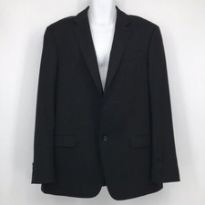 Armani Single Breasted Virgin Wool Suit Jacket Black Size 42
