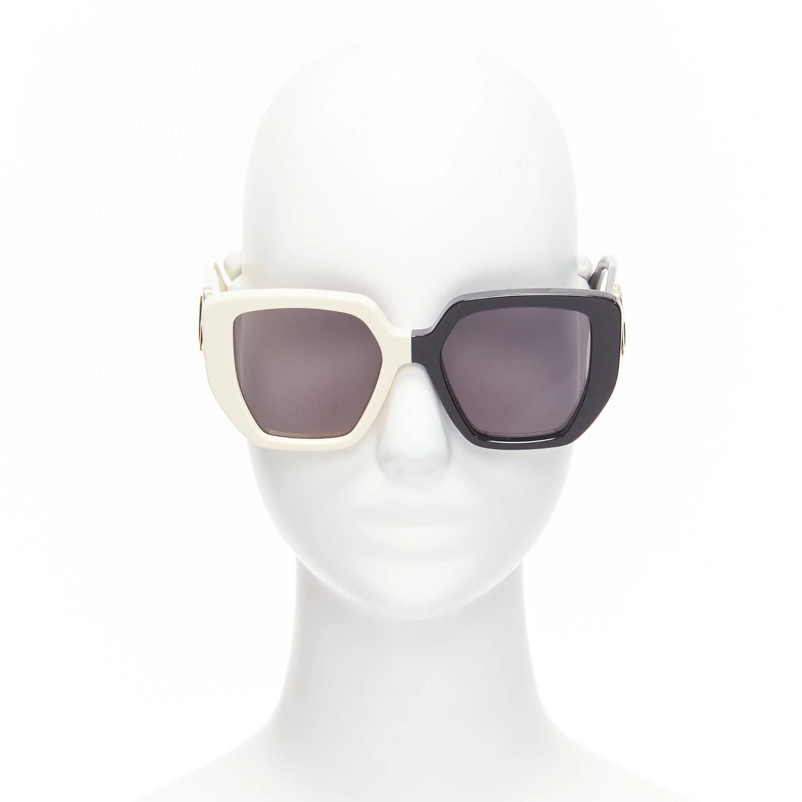 GUCCI GG0956S noir crème cruella bicolore carré oversized sunnies