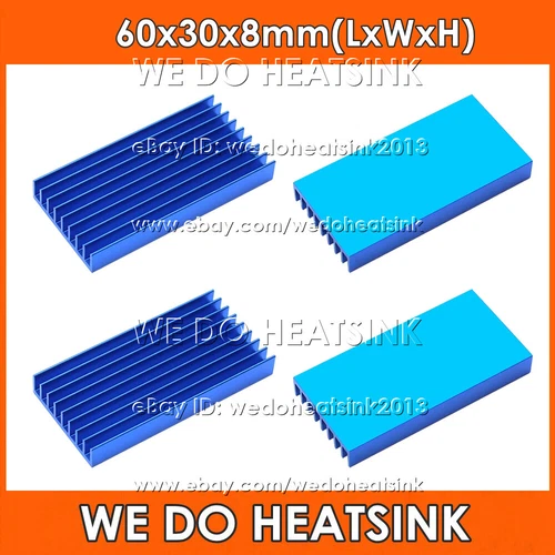 60x30x8mm BLUE Extruded USB Heatsink Radiator Cooler With Thermal Ahesive Tape