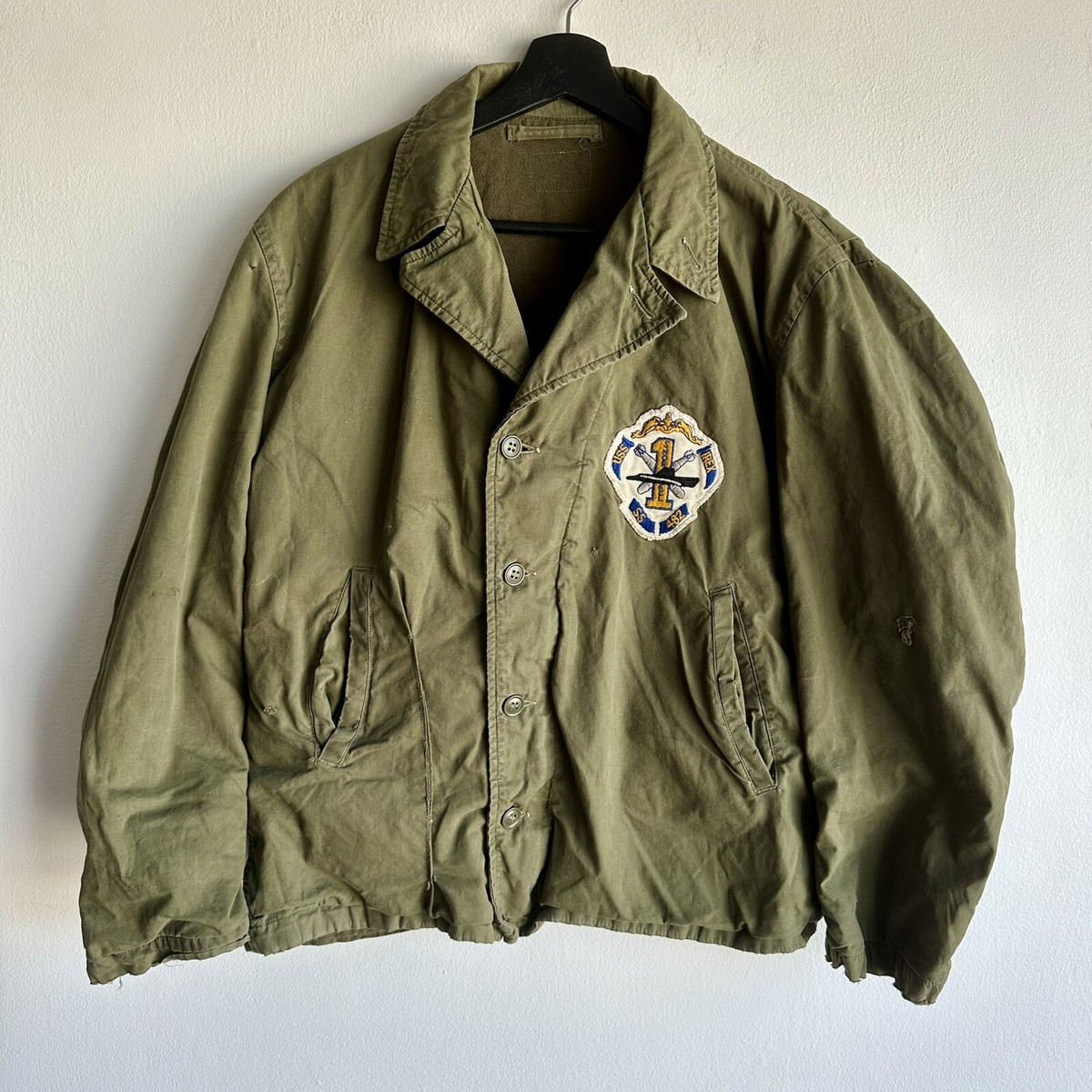 WWII Korean War US Navy N-4 Field Jacket Patched & Stenciled USS