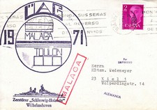 Schiffspost Bundesmarine Zerstörer Schleswig Holstein Malaga 1971