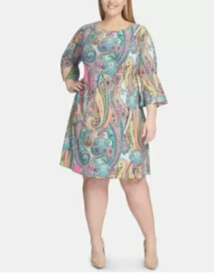 tommy hilfiger pink paisley dress Tommy Hilfiger Women's Paisley Chiffon Midi Sheer Dress