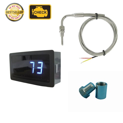 Exhaust Temperature Blue LED Gauge Combo 90° Bend EGT Sensor & Weld Bund ℃ / ℉ - 第 1/11 張圖片
