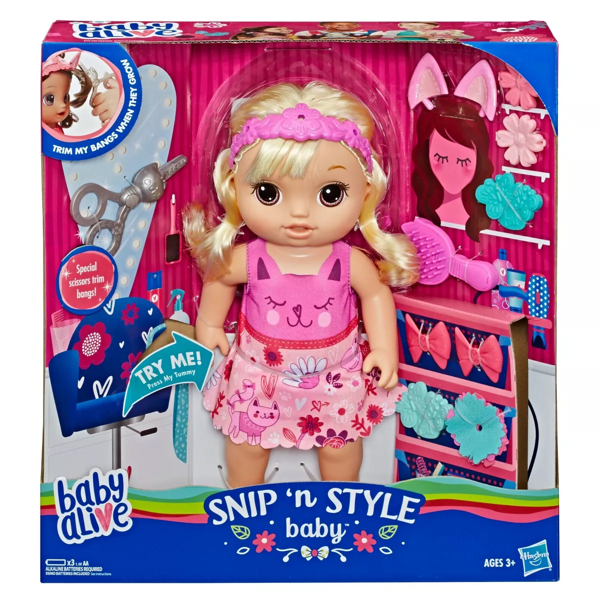 Baby Alive Snip n Style Baby Blonde Hair Talking Doll with Bangs