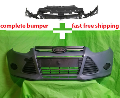 2012-2014 FORD FOCUS FRONT BUMPER COVER COMPLETE W GRILLS & Bracket CP9Z17C897A
