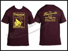 The Bonneville Shop Trusty T-Shirt Maroon Tee Triumph Norton BSA PN# TBS-9996